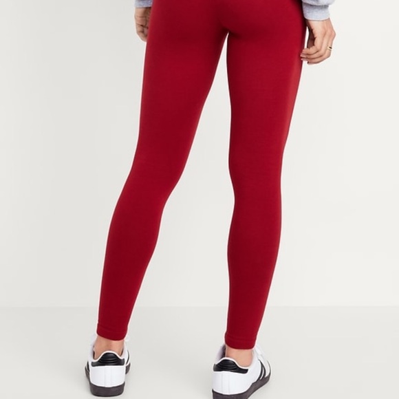 NWT OLD NAVY High-Waisted Fleece-Lined Leggings Color Cordovan SIZE MEDIUM - Picture 2 of 7